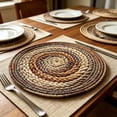 thumbnail image 3 of Surpdew 15 inch Round Woven Placemats Set of 6, Boho Rattan Place Mats, Natural Water Hyacinth Table Placemats, Farmhouse Weave Table Mats, Rustic Braided Wicker Charger Plates for Dining Table Decor, 3 of 6