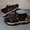 black, variant on Men's Brown Genuine Leather Closed Toe Outdoor Hiking Sandals Adjustable Velcro Back Strap Trekking Shoes