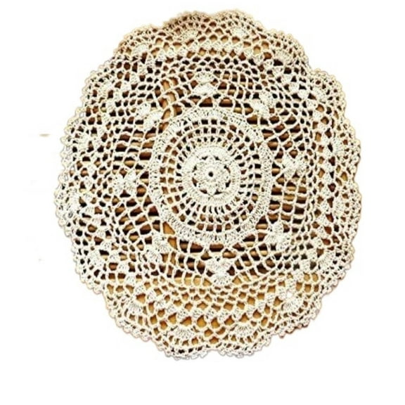 Cotton Handmade Crochet lace Table Runners Round Tablecloth Doily Table Dresser Scarf Décor,2PCS