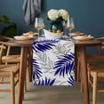 thumbnail image 2 of Blue Leaves Table Runner - 90 Inch Long, Kitchen Dining Table Runner Dresser Scarves, Abstract Modern Geometric Lines Simple Art Farmhouse Decor for Coffee Tables Wedding Party Banquet, 2 of 8