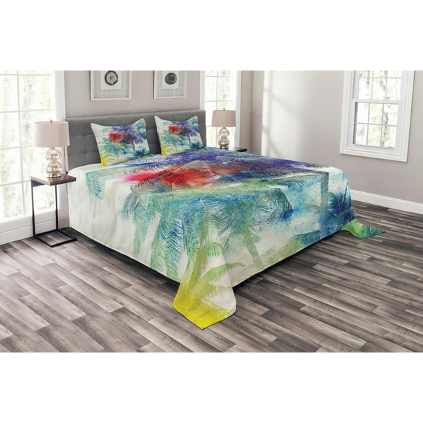 Palm Tree Bedspread Set King Size, King Size Bedspread With Palm Trees