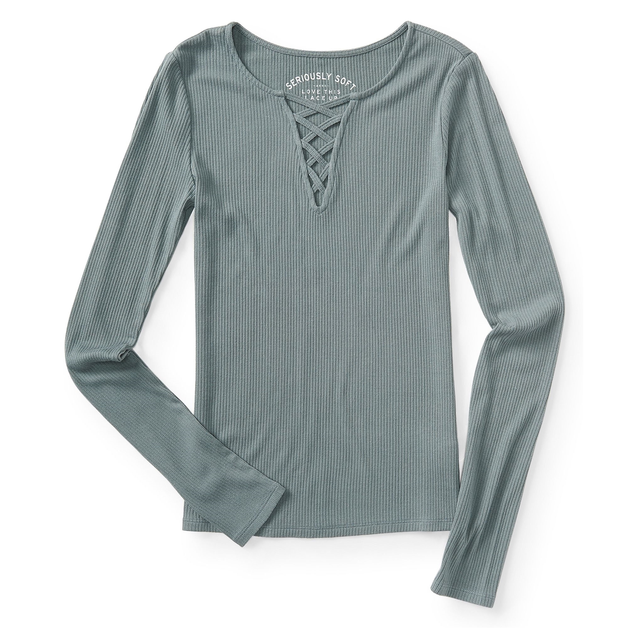 AEROPOSTALE Womens Lace Up Basic T-Shirt