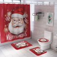 thumbnail image 3 of SUNSIOM Ensemble de Rideau de Douche Imprimé de Noël avec Cloche Étoilée, Tapis de Bain, 3 of 5