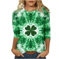 thumbnail image 4 of Craaazy Ladies' Round Neck 3/4 Sleeve T-shirt Loose Holiday Long Sleeved Tops Gifts, 4 of 5