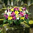 thumbnail image 6 of Artificial Satin Saddle Flower, 24-inch Silk Floral Arrangement for Memorial Day Cemetery Tombstone Decoration, 6 of 6