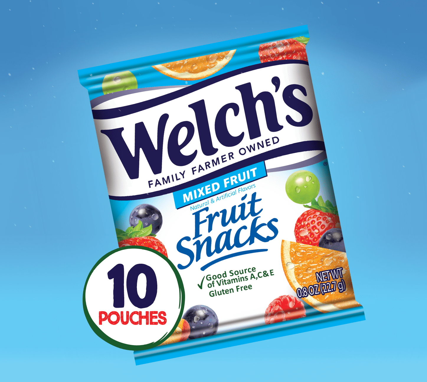 (8 pack) (8 pack) Welch's Fruit Snacks Gluten-Free Mixed Fruit Soft Fruit Snacks, .8 oz, 10 Count