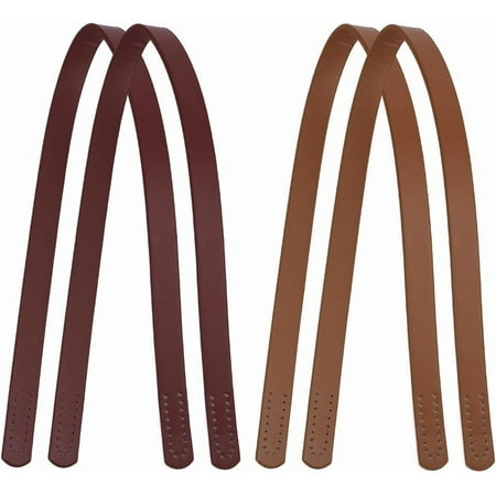 PH 2 Pairs Purse Straps Sew on Bag Handles Imitation Leather Replacement Straps Purse Handbag Tote Bag Crossbody Bag Crochet Bag Making Supplies DIY 24" Dark Khaki/Brown colorful