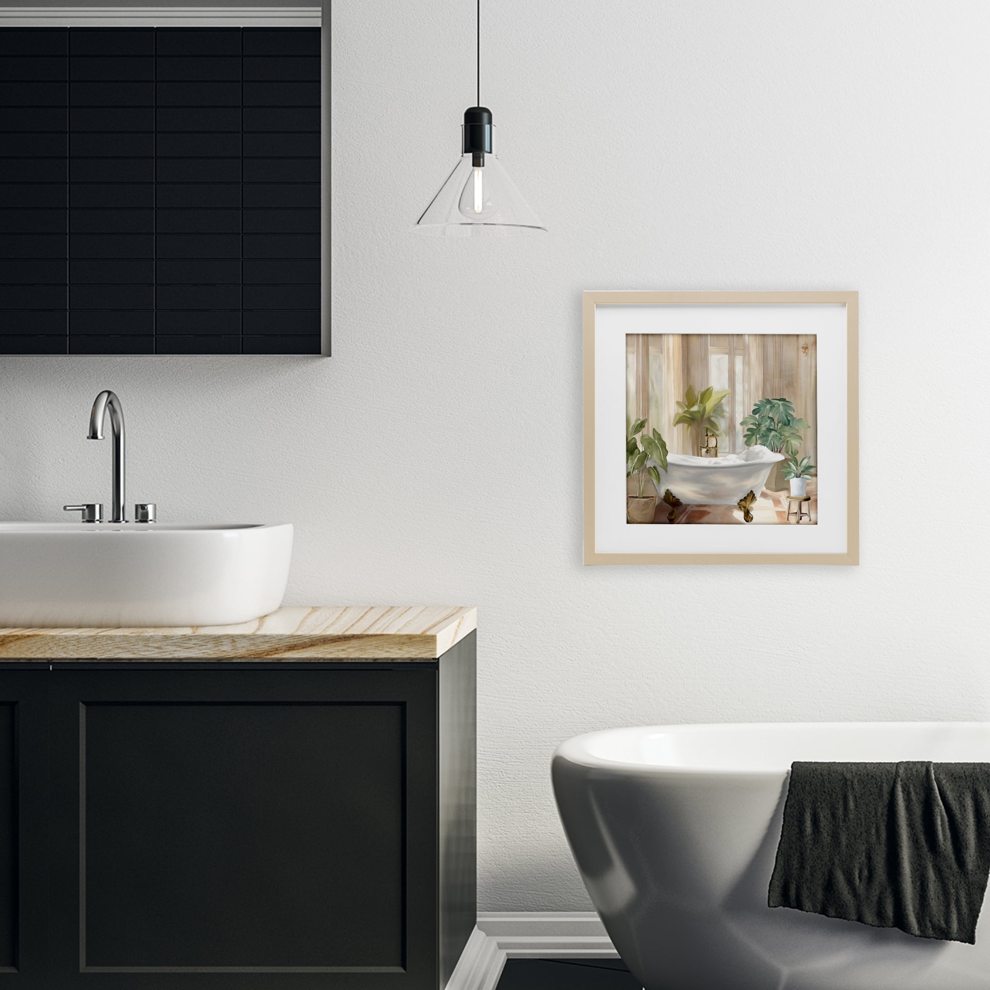Stupell Industries Serenity Bathroom Plants Birch Framed Print Under Glass, design by Kim Allen