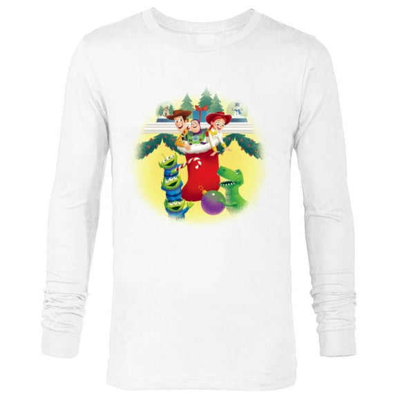 Disney PIXAR Toy Story Woody, Jessie, Buzz & Aliens Holiday - Long Sleeve T-Shirt for Men - Customized-White