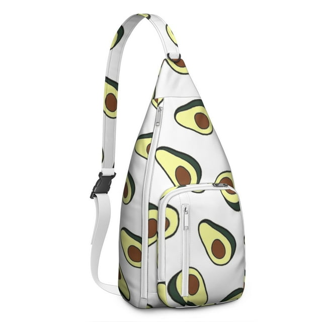 Cute Avocado Sling Backpack - Playful Kawaii Illustration, Multi-Functional Shoulder Bag