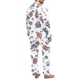 thumbnail image 2 of SCRAWLGOD Mens Pajamas Set, Comfy Button Down Notched Collar Pajamas for Men, Long Sleeve Mens Sleepwear with Pockets & Elastic Band, Set of 2, Palm Tree Union Jack Starfish White, S, 2 of 6