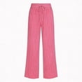 thumbnail image 4 of Womens Sweatpants Linen High Waist Elastic Summer Beach Casual Wide Leg Sweatpants Women Pink 2Xl, 4 of 4