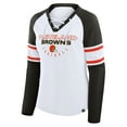thumbnail image 2 of Women's Fanatics White/Brown Cleveland Browns Redzone Blitz Package Raglan Lace-Up V-Neck Long Sleeve T-Shirt, 2 of 3