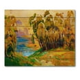 thumbnail image 3 of Designart 'Brown Trees By The Riverside During Evenign Glow' Traditional Print on Natural Pine Wood, 3 of 5