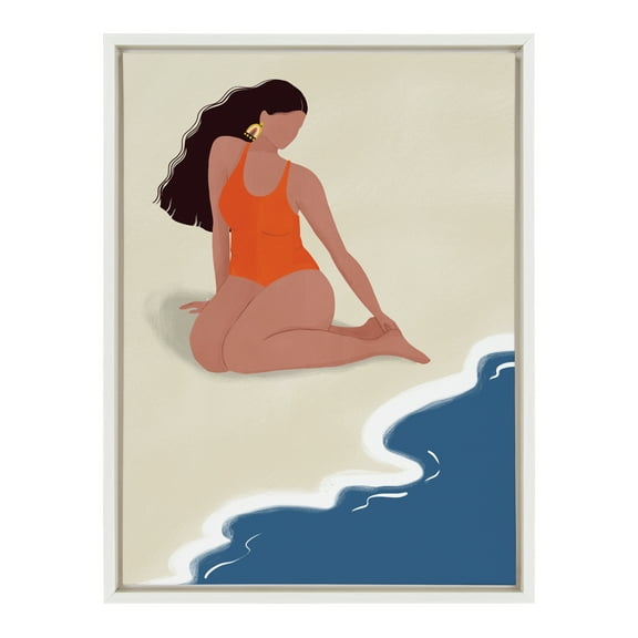 Kate and Laurel x Maja Tomljanovic Solitude Framed Canvas Wall Art, 18x24 White, Decorative Coastal Art for Wall