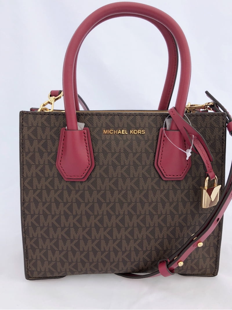 Michael Kors Mercer Studio Medium Messenger Brown MK Mulberry Pink Michael Kors Mercer Studio Medium Messenger Brown MK Mulberry Pink