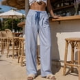 thumbnail image 6 of Lmnyox Women's Fashion Pants Striped Elastic High Waist Drawstring Pants Casual Pull-on Trousers with Pockets, 6 of 9