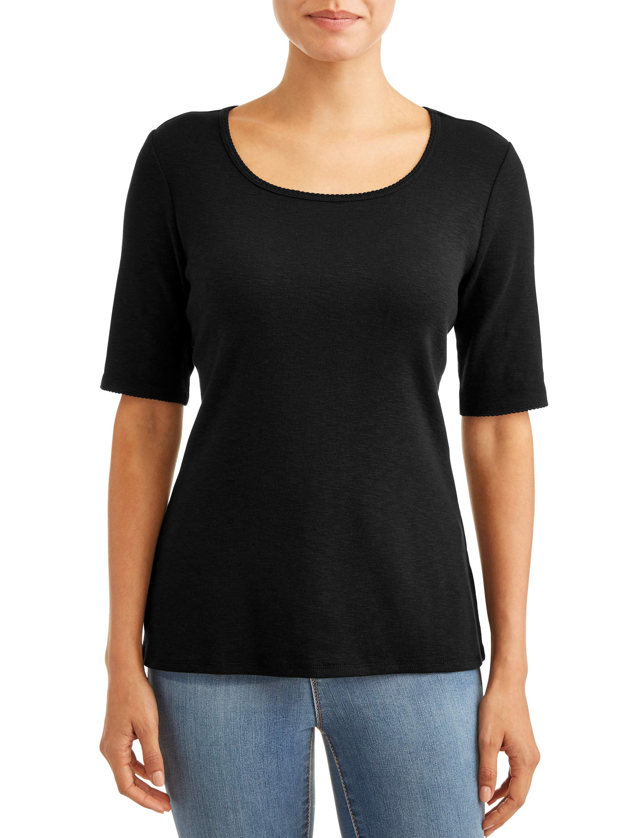 Time and Tru Women's Scoop Neck T-Shirt - Walmart.com