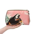 thumbnail image 4 of Picia Colorful Cat With Flowers Print Leather Makeup Bag Make Up Bag Travel Toiletry Bag for Her Girlfriend Teacher Teen Girl Gifts, 4 of 8