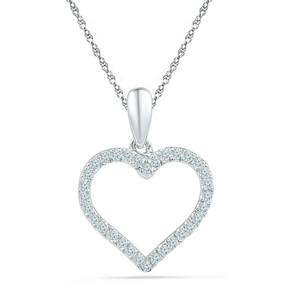 10KT White Gold Round Diamond Heart Pendant (1/10cttw)