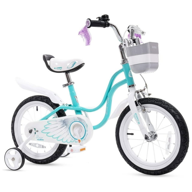 RoyalBaby Princess Vélo pour Fille 16 Pouces avec Roues Stabilisatrices et Béquille, Cygne/bleu