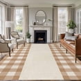thumbnail image 2 of Brown Plaid Large Area Rugs 8x10 ft Retro Country Brown Plaid Linen Texture Washable Rug Non Slip Indoor Carpet Absorbent Floor Mat for Living Room Bedroom Dining Room, 2 of 9