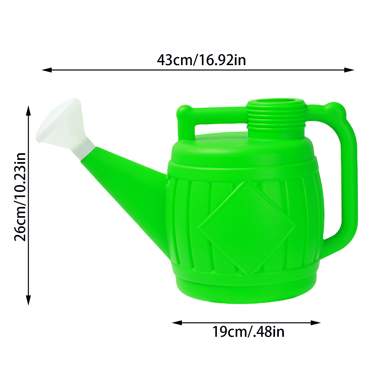 1.1 Gallon Retro Barrel Watering Can, Long Spout Plastic Water Pot with 2-in-1 Sprayer for Flowers & Vegetables