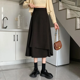 thumbnail image 3 of Falda de corte A para mujer de talla grande, diseño drapeado de cintura alta, adelgazante, de longitud media, para otoño/invierno, falda no regular de talla grande, 3 of 5