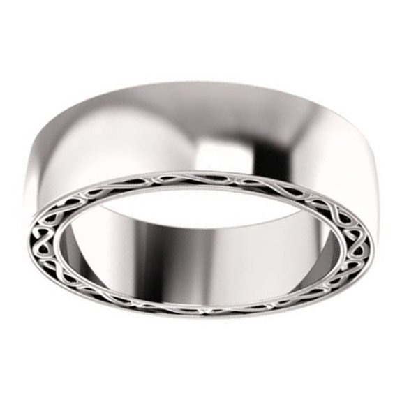 AFFY Infinity Side Style Comfort Fit Men's Band Ring In 14K Solid White Gold , Size-4