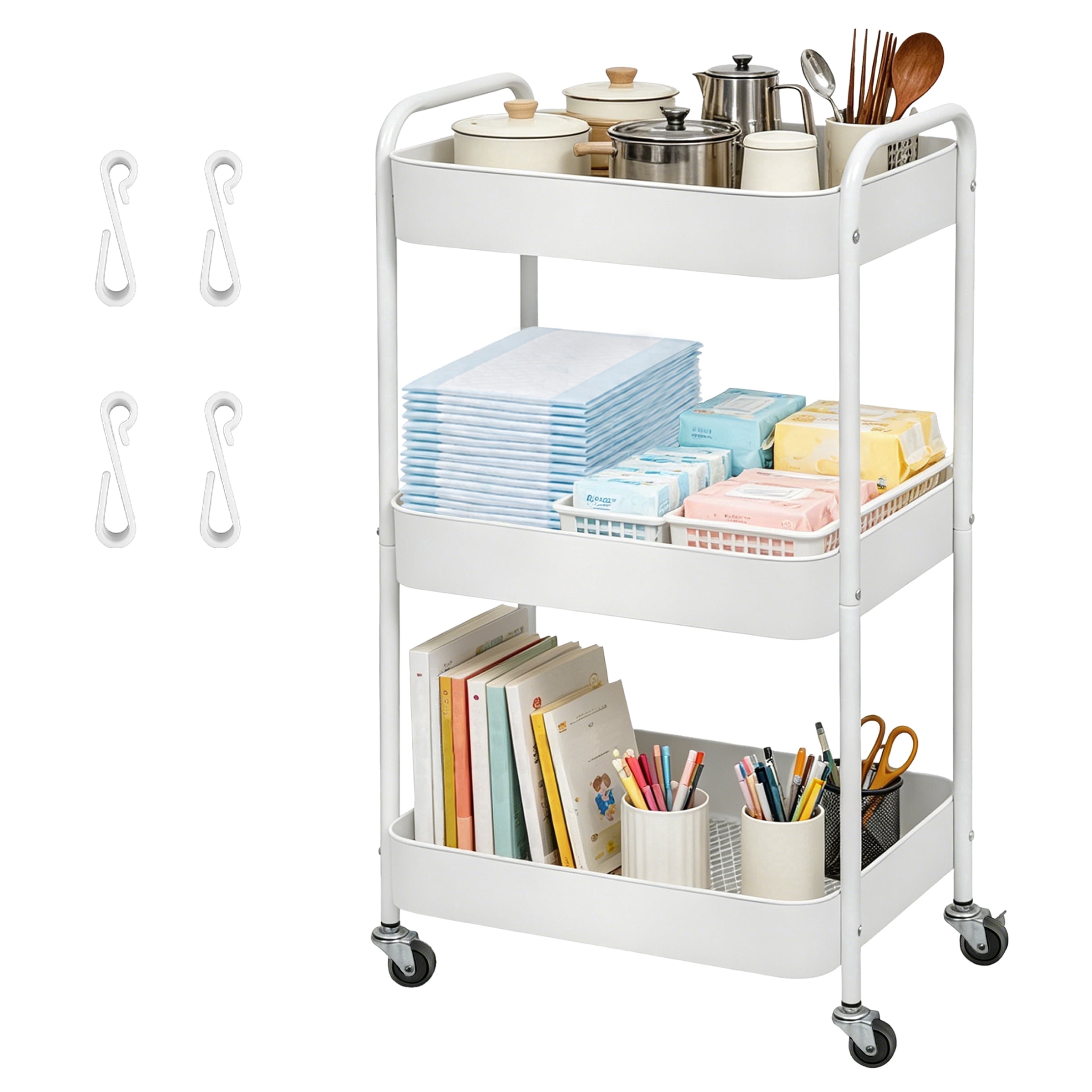 Lexington 3-Tier Rolling Cart by Simply Tidy - Mobile Metal