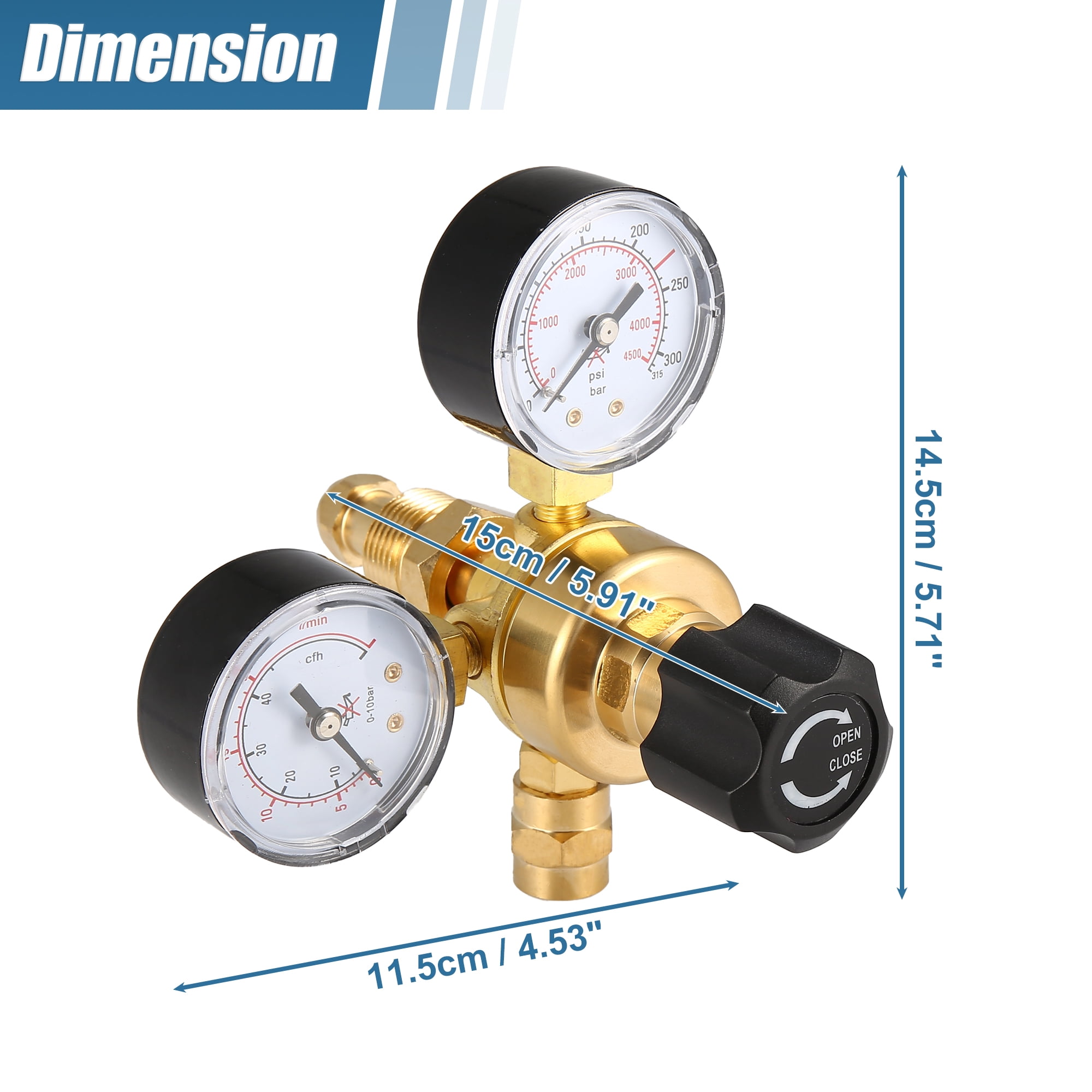 Unique Bargains Dual Gauge Argon CO2 Regulators Gauges Pressure Regulator for Welding