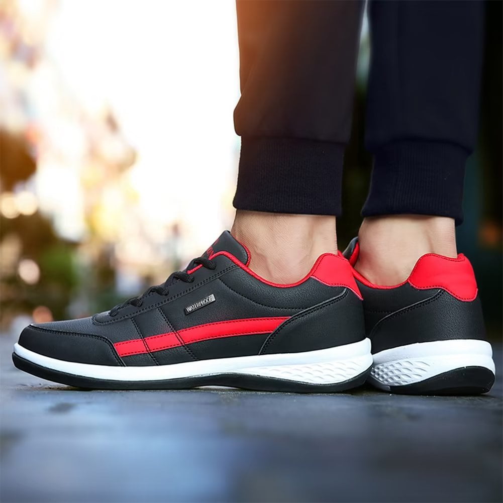 Dumajo Mens Shoes Fashion Running Sneaker Casual Leather Sport Shoes Breathable Comfortable Walking Shoes