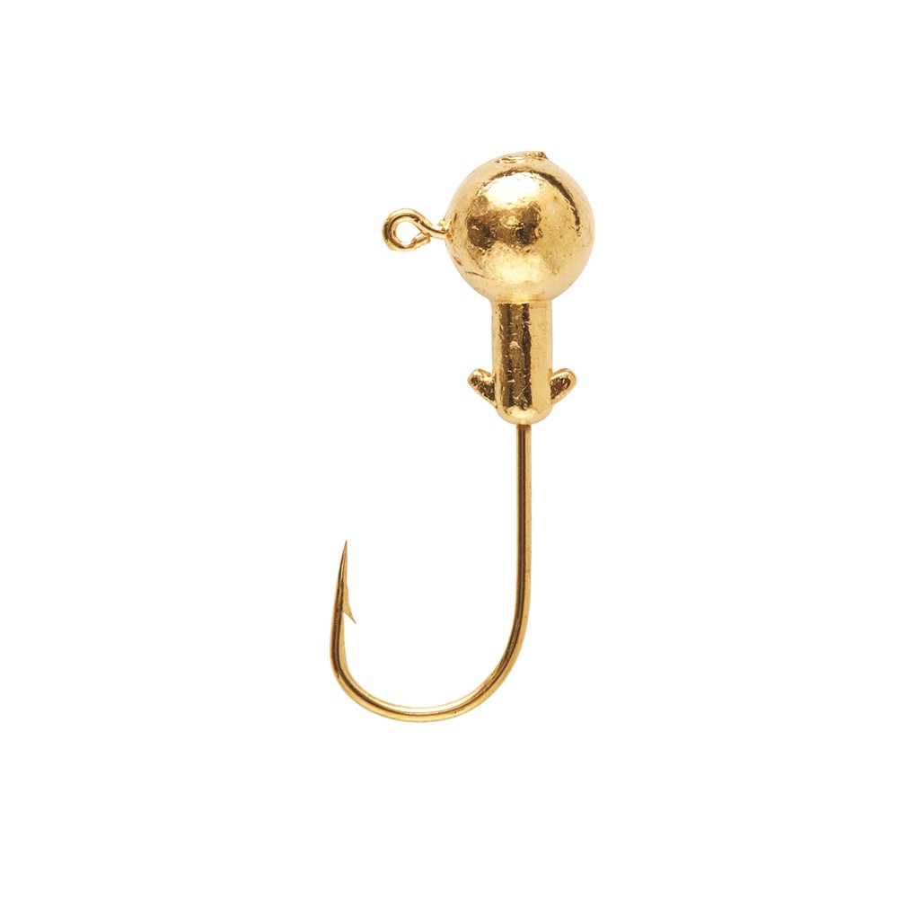 Eagle Claw Tin Ball Double Collar Head Jig, Gold Plated with Bronze Hook, 1/16 Oz., 10 Count