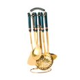 thumbnail image 1 of Juego de utensilios de cocina de 7 Uds con soporte giratorio para encimera, herramienta de cuchara grande, espumadera antiadherente, utensilios de verde, 1 of 8