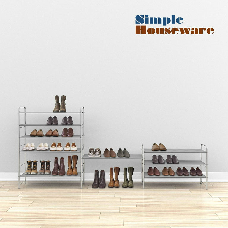 Simple Houseware 3-Tier Shoe Rack Storage Organizer, Grey 