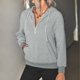 thumbnail image 3 of Sudadera con capucha Bolsillo con cremallera Manga larga Cordón Color puro Tops con capucha de moda para mujer Gris XL, 3 of 6