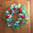 thumbnail image 4 of ZLBDYG Patriotic Holiday Wreath for Front Door - 15.7Inch Red White Blue Artificial Floral Decor | Rustic Memorial Day, 4th of July, Veterans Day Centerpiece | Indoor/Outdoor Porch & Wall Hanging, 4 of 7