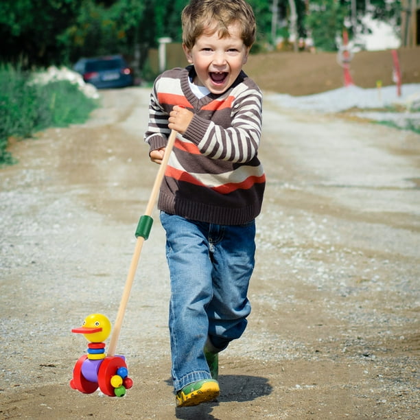 Andador de madera para bebés Juguete para caminar de madera para empujar y tirar Niño que aprende a caminar Animal para empujar y arrastrar