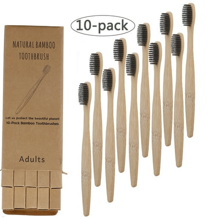 10pcs Bamboo Charcoal Toothbrushes Soft Bristles Eco Friendly Oral Care Travel Tooth Brush;10pcs Bamboo Charcoal Toothbrushes Soft Bristles Oral Care Tooth Brush