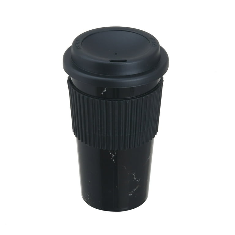 Mainstays 18 oz. Travel Cup with Ribbed Soft Grip, Single Cup, Rich Black 