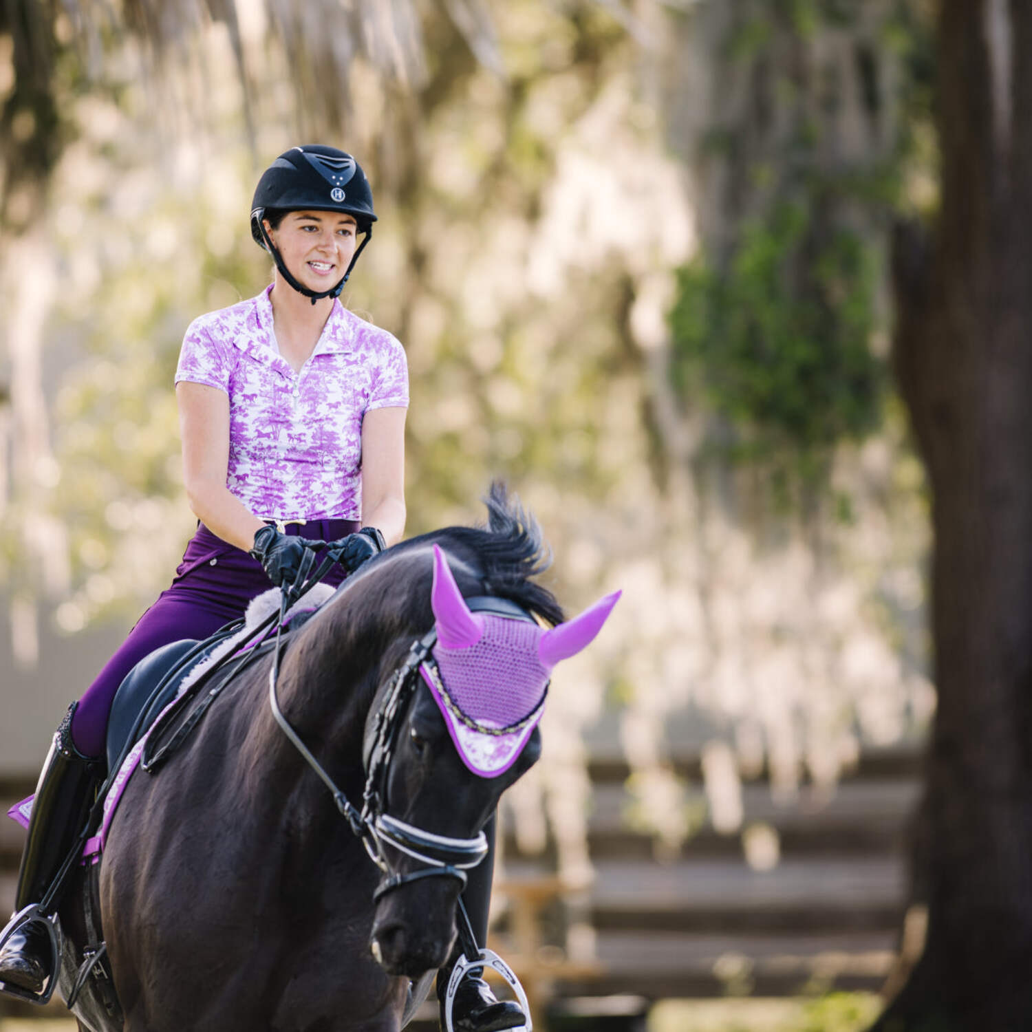Dapplebay Equestrian Toile 1/4 Zip Light Riding Top - Short Sleeve-Rose/White