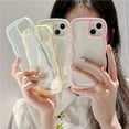thumbnail image 4 of Compatible with iPhone 12 Case Cute Curly Wave Frame Shape Slim Translucent Back Anti-Fingerprint Shockproof for iPhone 12 Case,Blue, 4 of 6