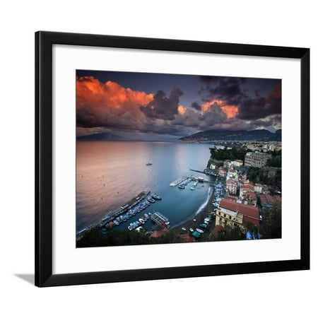 Sorrento, Italy: a Vibrant Sunset over the Classic Amalfi Coastal City Framed Print Wall Art By Ian