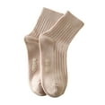 thumbnail image 3 of opolski 1 Pair Women Socks Mid-tube Japanese Style Solid Color High Elasticity Letter Decor Anti-slip Thickened Soft Warm Sweat-absorption Anti-shrink Sports Sock Pink, 3 of 8