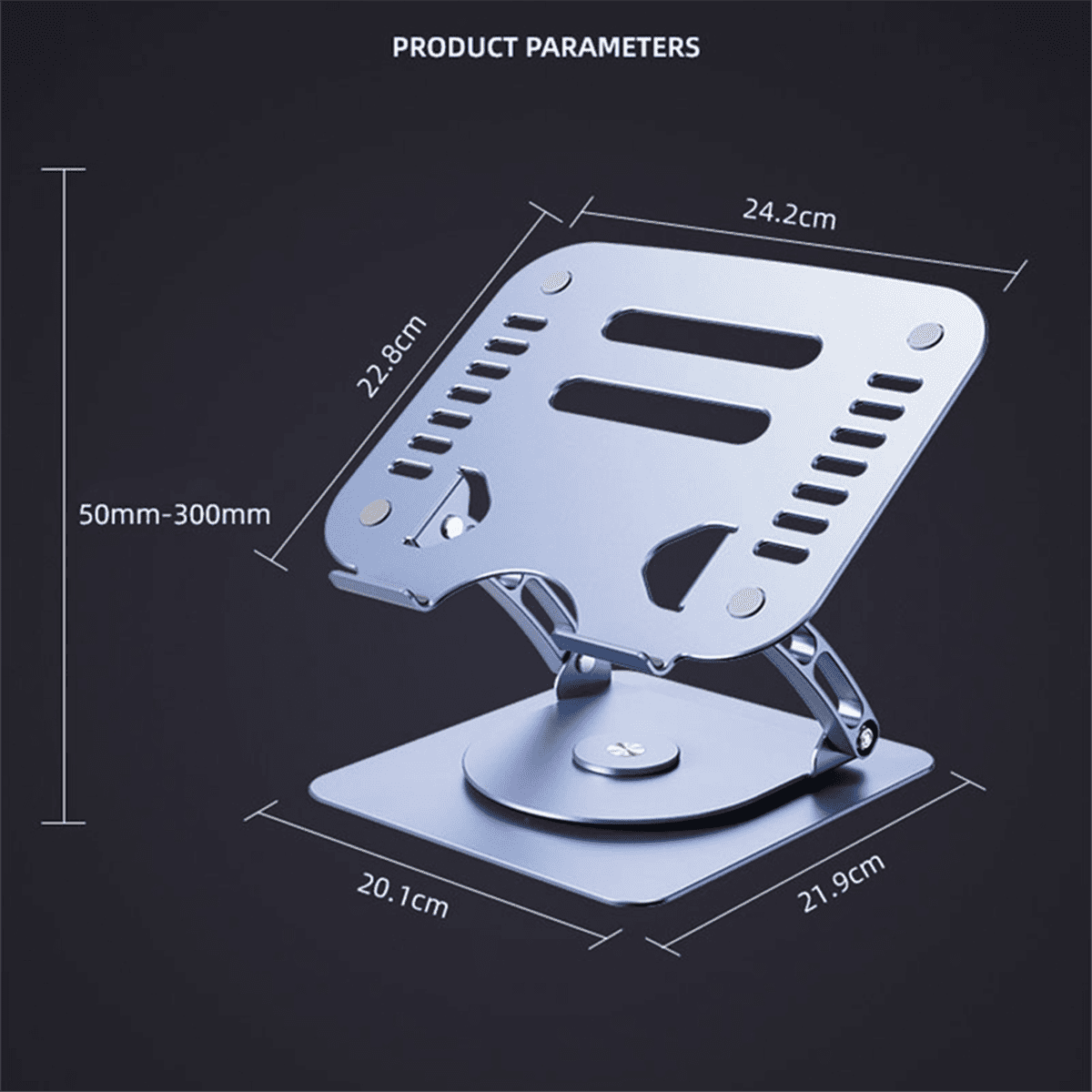 Aluminum Alloy Laptop Stand 360° Rotatable Notebook Holder Liftable Stand for PC Laptop Bracket Tablet Computer-Silver