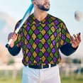 thumbnail image 4 of Fotbe Mardi Gras Shiny Green Purple Baseball Jersey Shirt for Men and Women, Casual Short Sleeves Button Down T-Shirt-Medium, 4 of 9