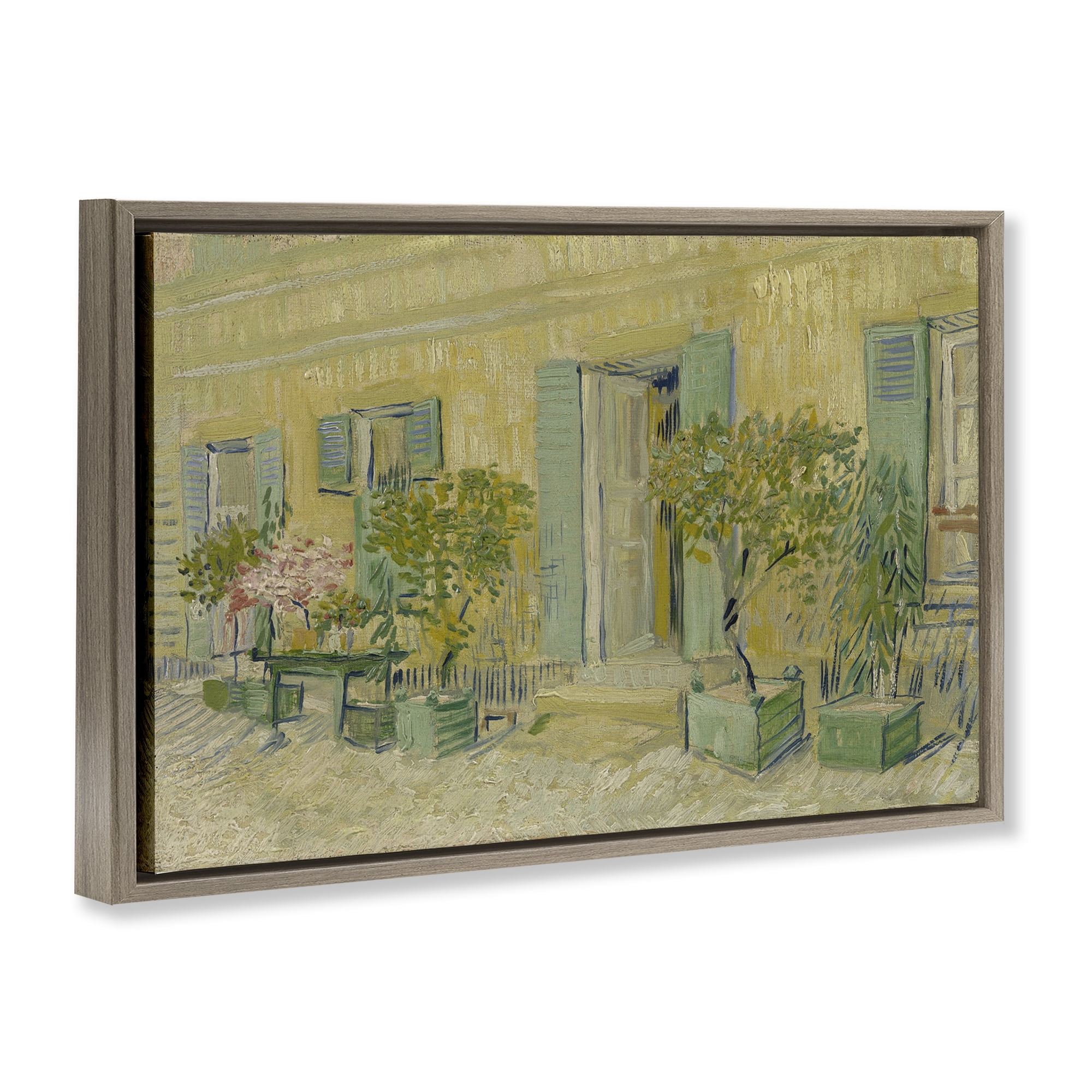 Stupell Industries Van Gogh Classic Restaurant Buildings & Architecture Painting Brown Floater Framed Canvas Art Print Wall Art, 31 x 21
