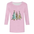 thumbnail image 4 of Christmas Shirts for Women 3/4 Length Sleeve Crew Neck T-shirts Xmas Printed Holiday Graphic Tees (L, Pink 01), 4 of 5