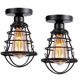 thumbnail image 1 of Lámpara colgante industrial con jaula colgante, luces colgantes E26 E27, base vintage, lámpara colgante ajustable para cocina, iluminación del hogar, paquete de 2, 1 of 5