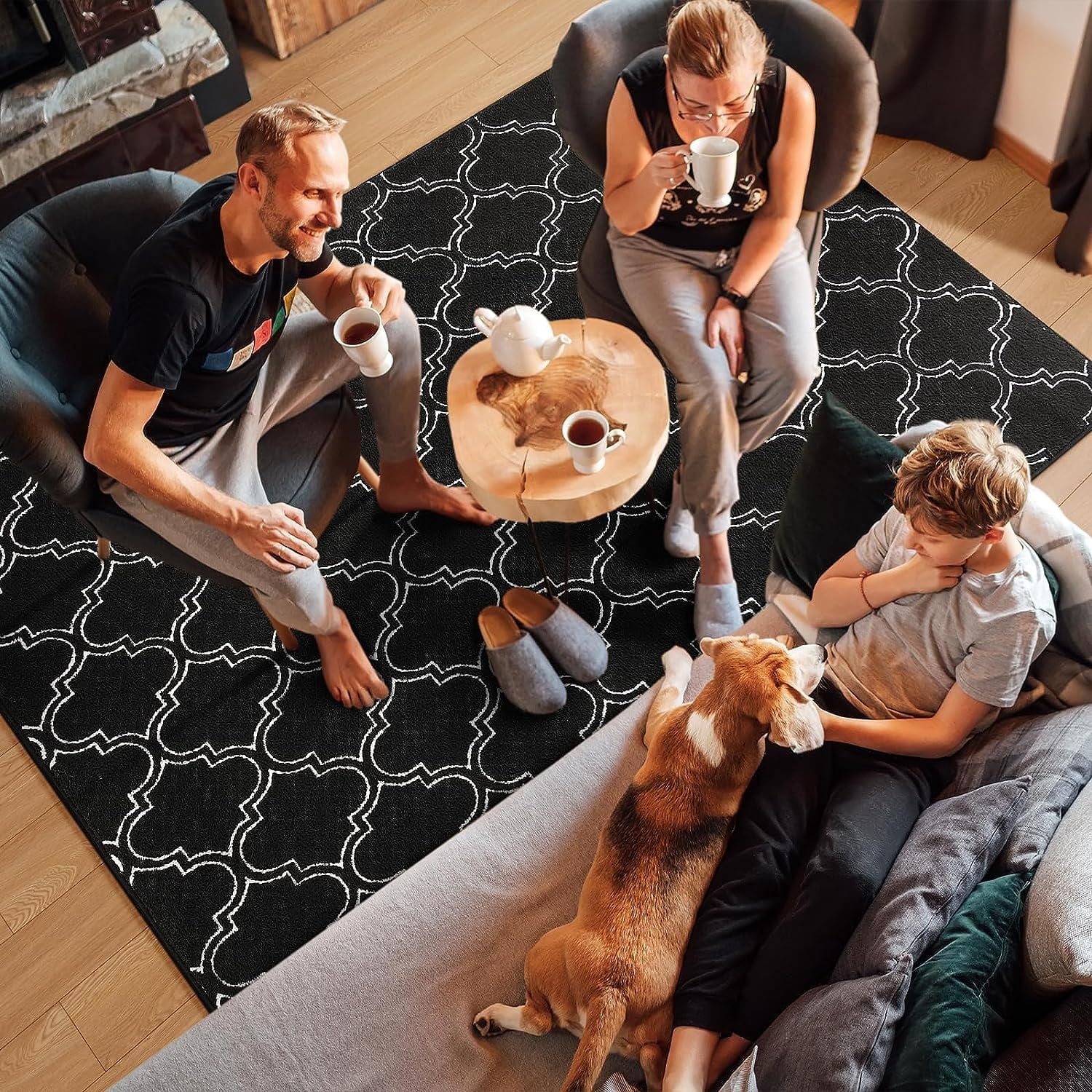 Lochas Soft Modern Area Rug Boho Geometric Rugs for Bedroom Living Room Nursery Modern Home Decor Carpet,4'x6',Black & White
